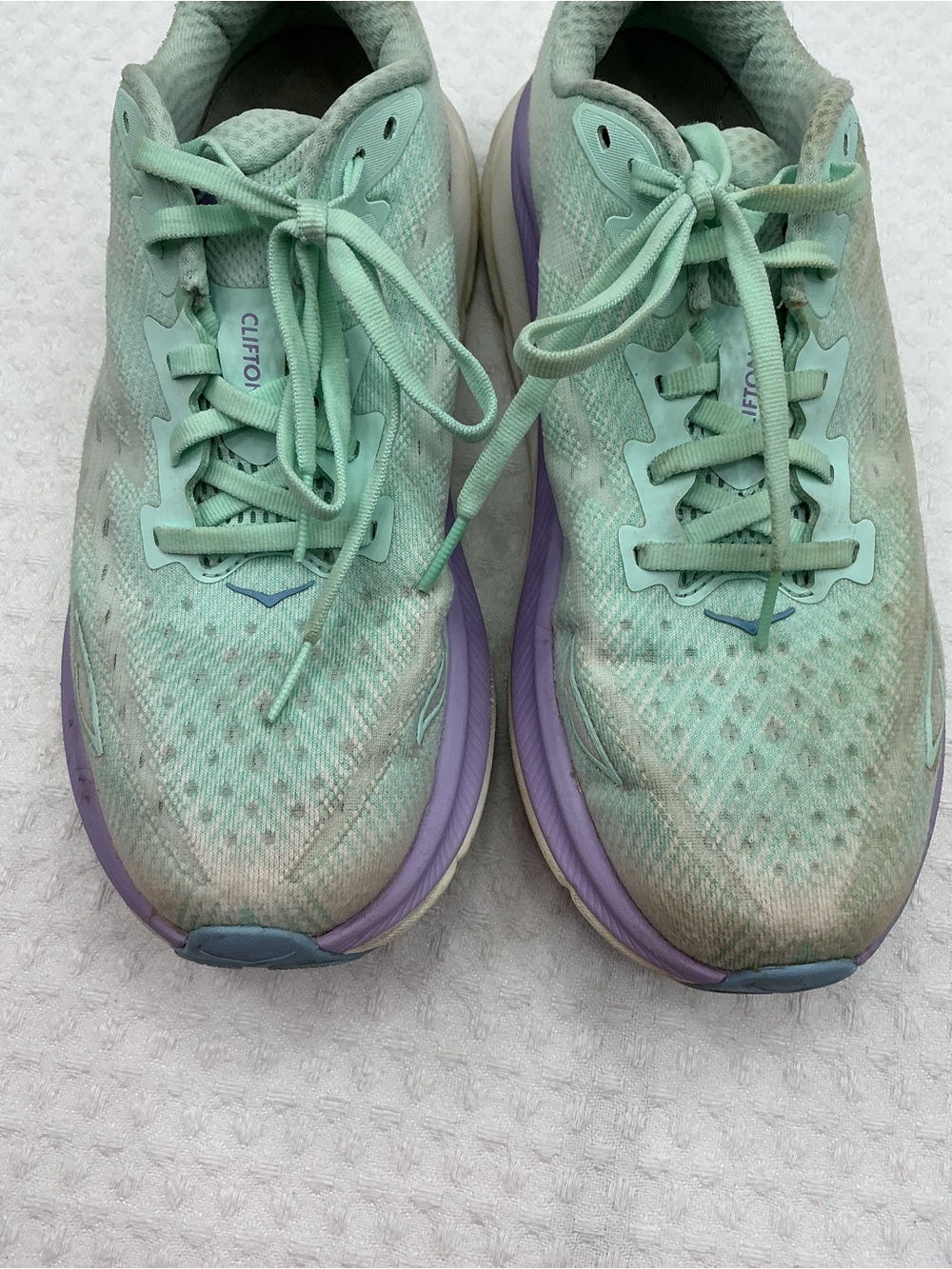 Hoka Mint Green and Lavender Athletic Running Shoes - Picture 5 of 12